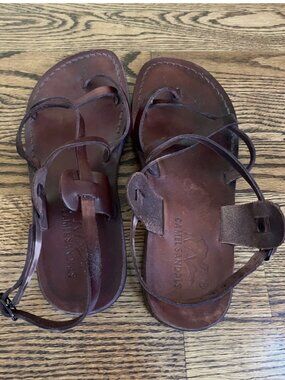 Biblical Jesus Sandals Flip Flops Genuine Leather Shoes Jerusalem US 9.5 EUR41